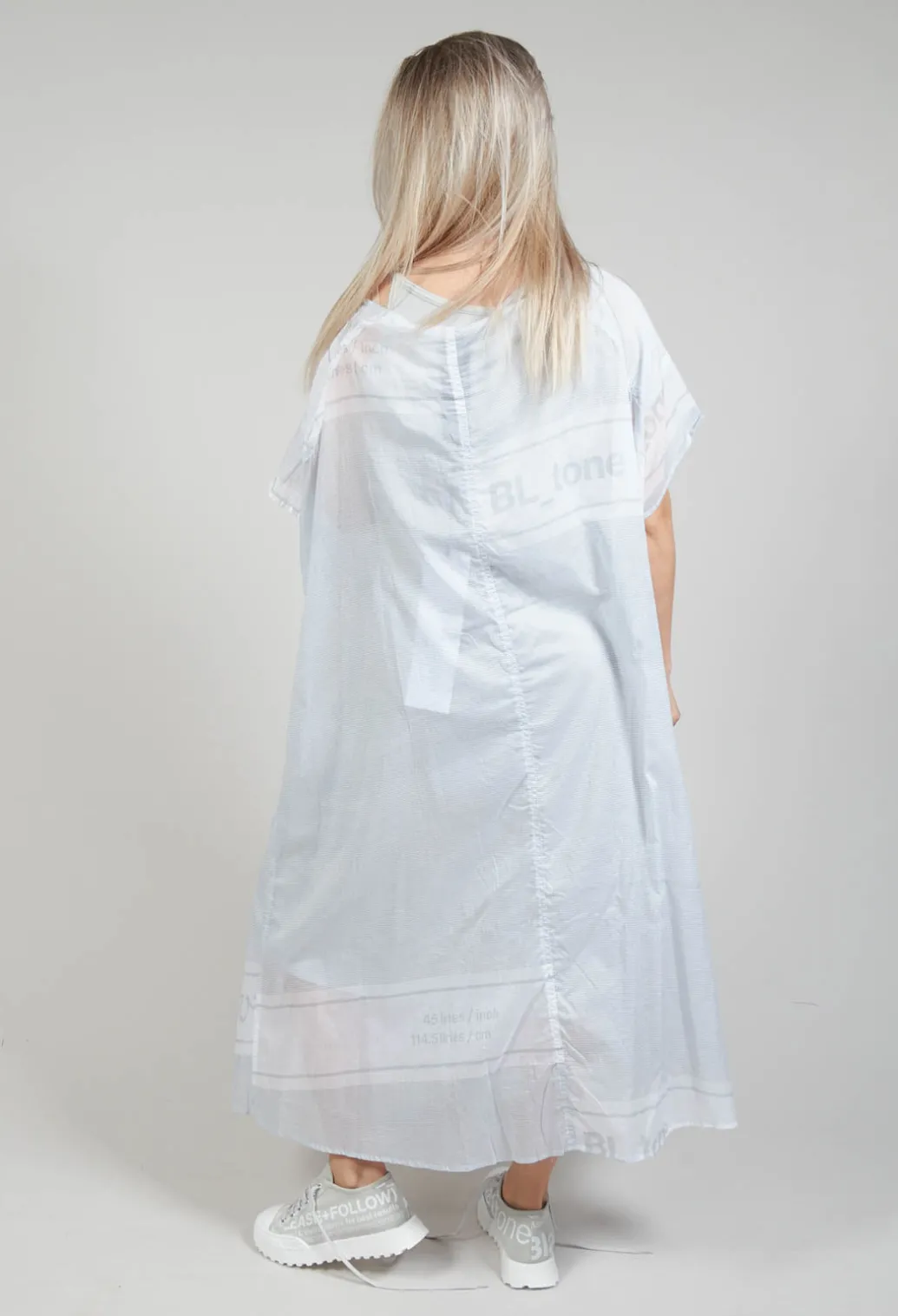 Short Sleeve Cotton Dress in Grey Print