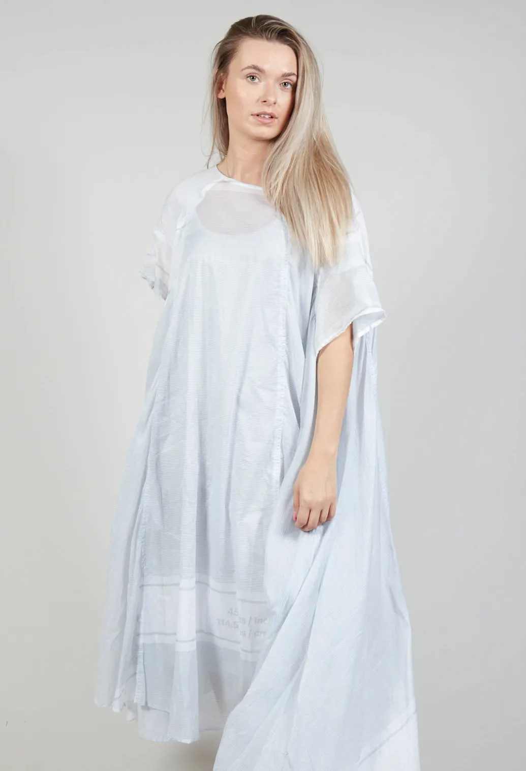 Short Sleeve Cotton Dress in Grey Print