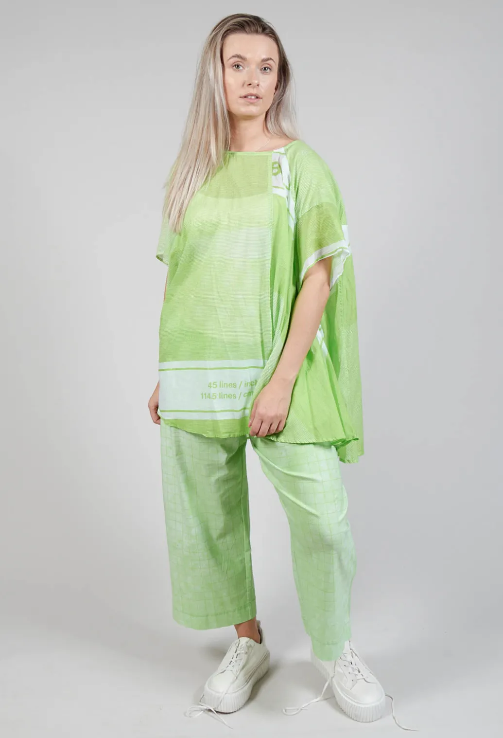 Short Sleeve Cotton Top in Lime Print