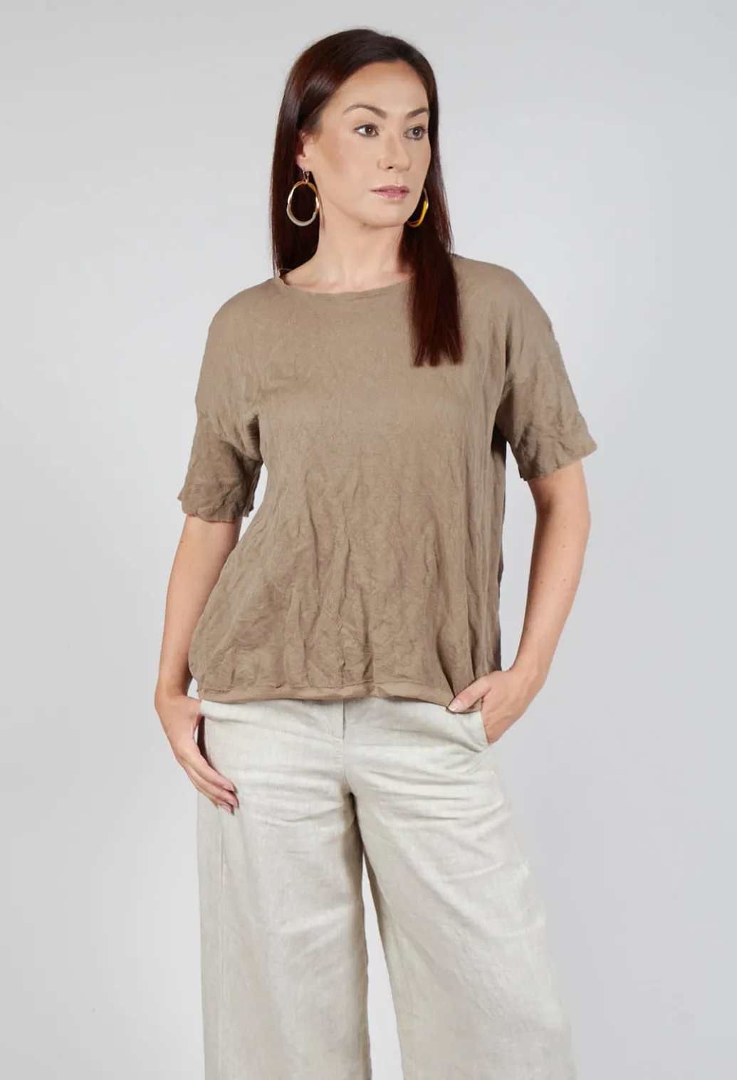 Short Sleeved Jumper in Taupe