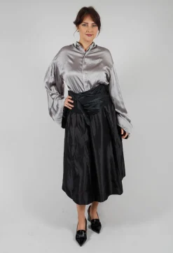 Silk Grey Short Shirt with Contrasting Back
