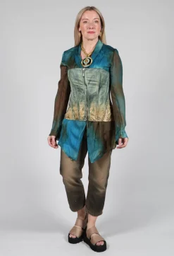 Silk Lightweight Blazer in Petrol Print