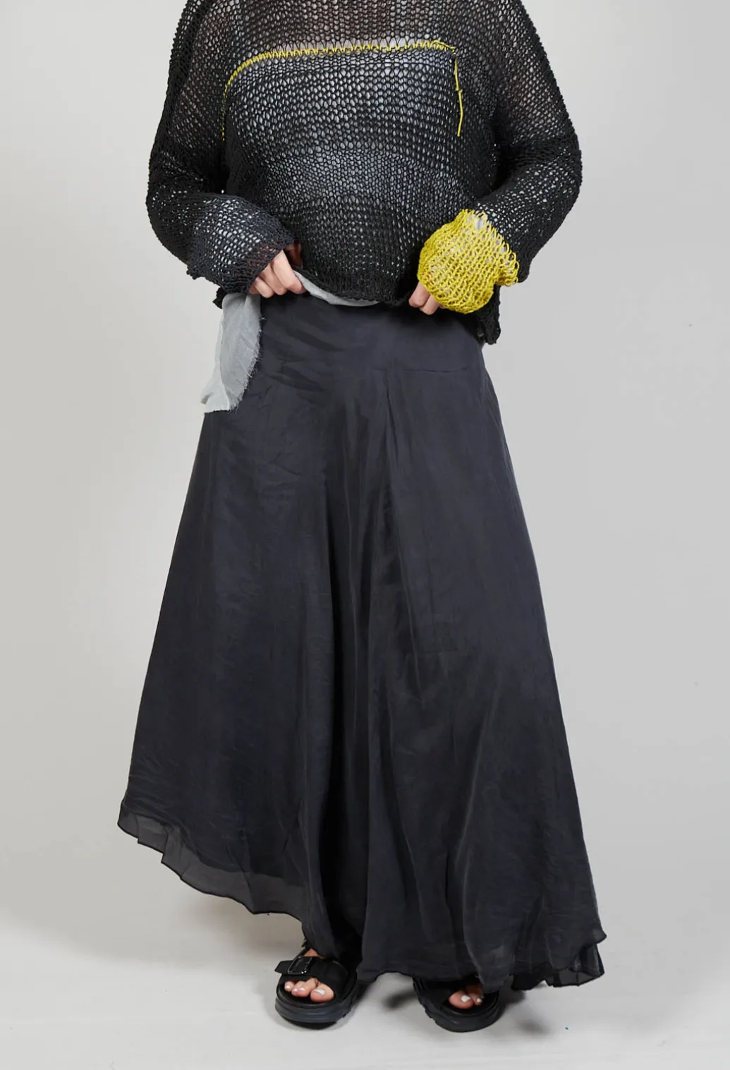 Silk Wrap Skirt in Black