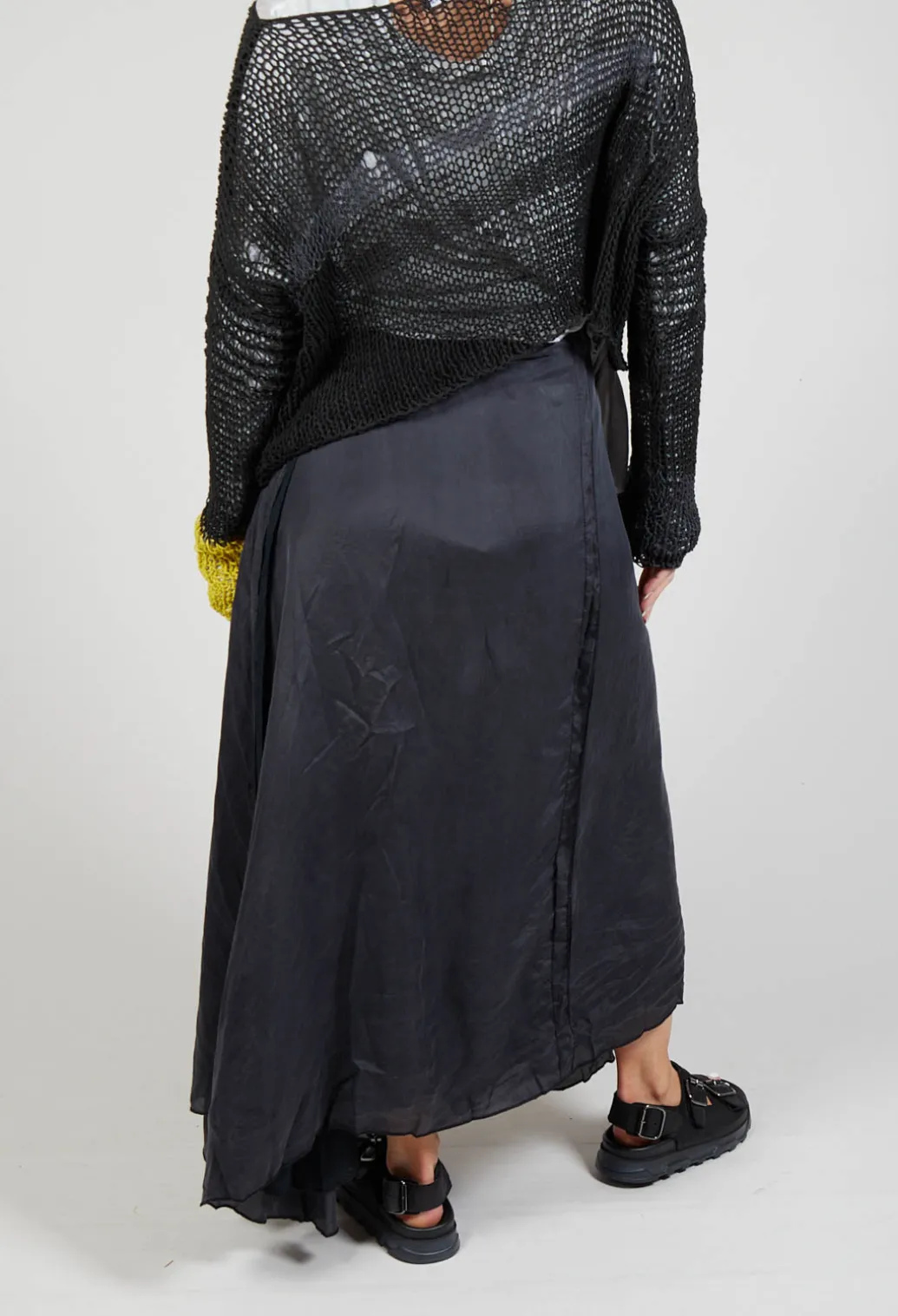 Silk Wrap Skirt in Black