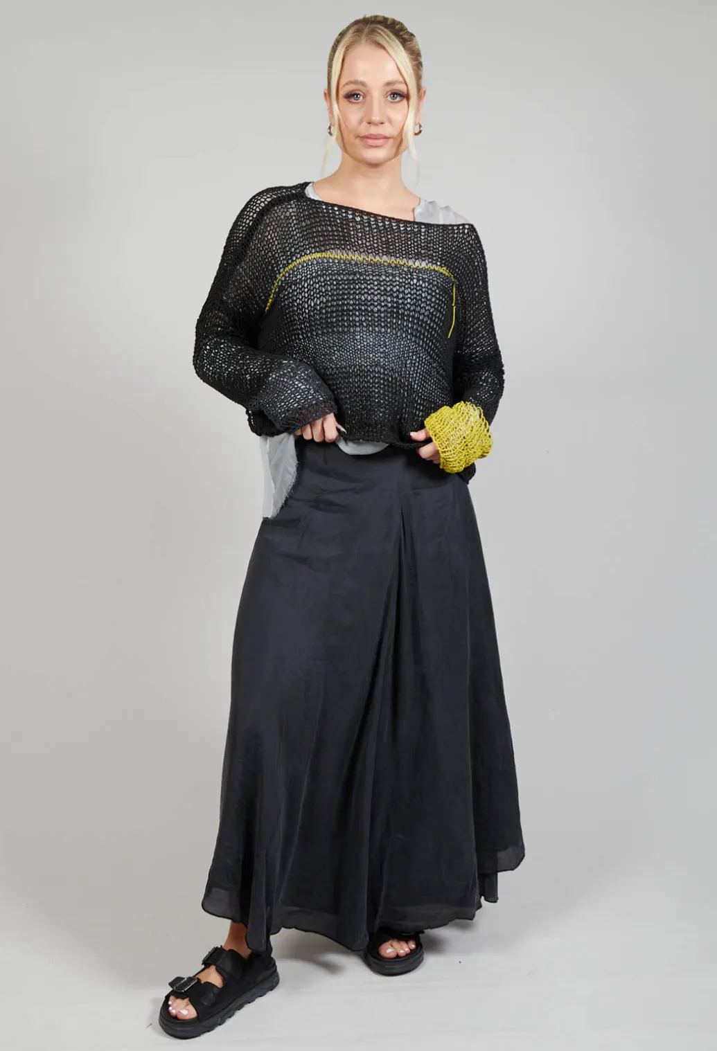 Silk Wrap Skirt in Black
