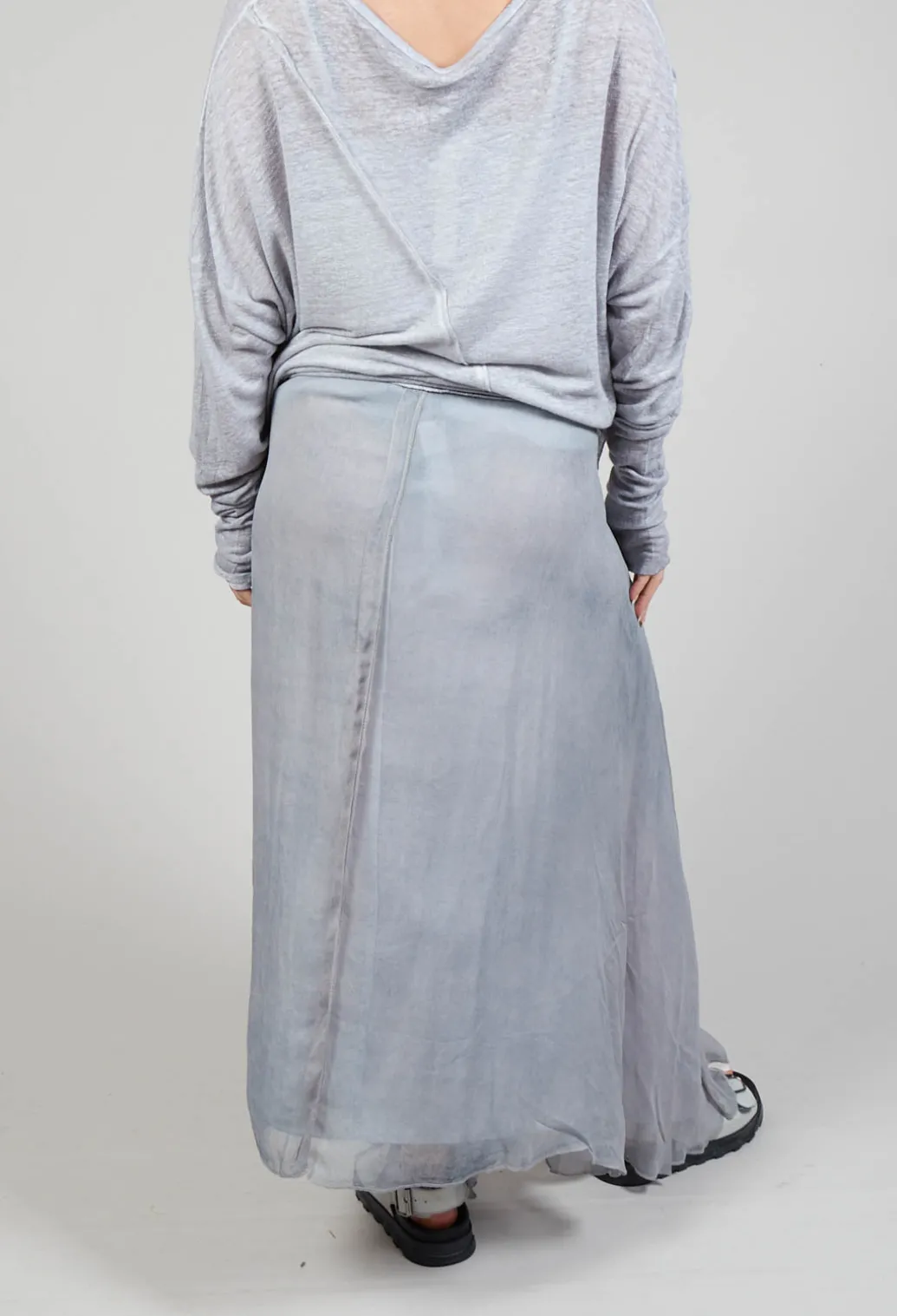 Silk Wrap Skirt in Silver Grey