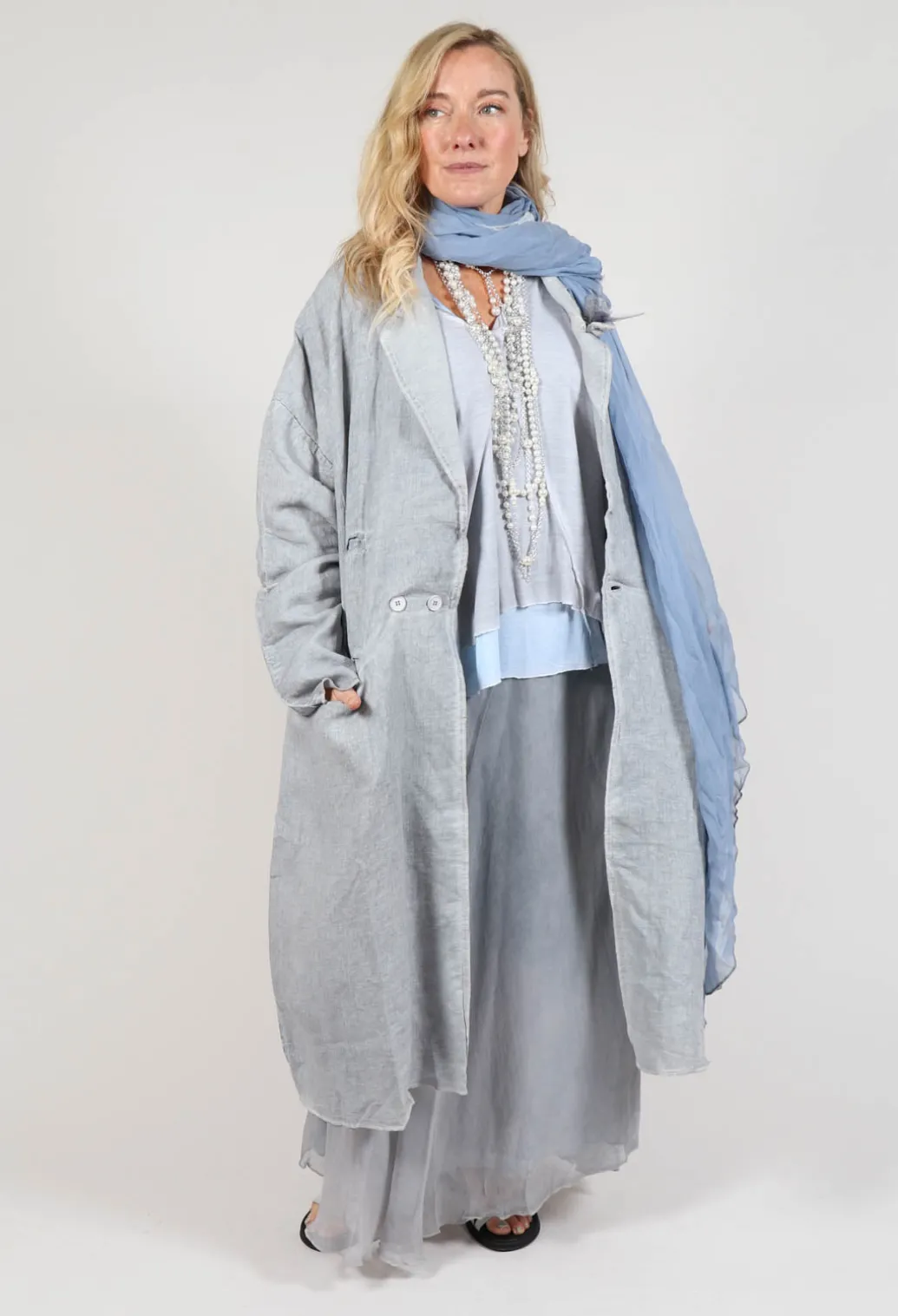 Silk Wrap Skirt in Silver Grey