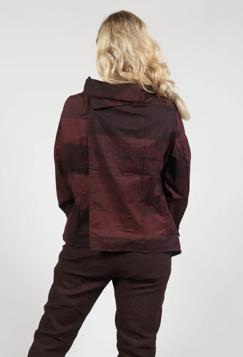 Single Button Jacket Rust Print