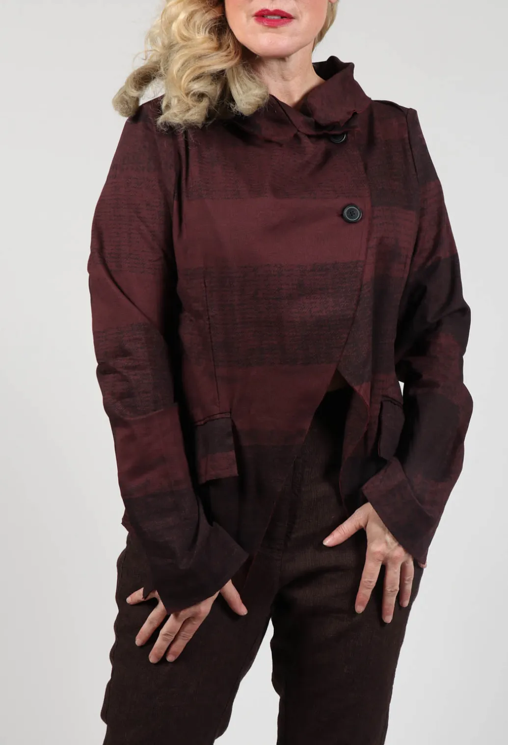 Single Button Jacket Rust Print