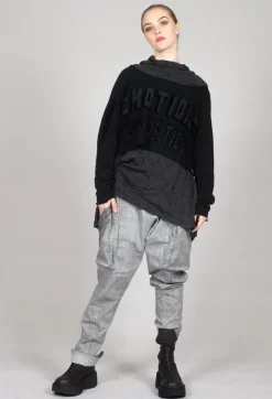 Skinny Trousers with Bleached Stitching in Pencil Cloud