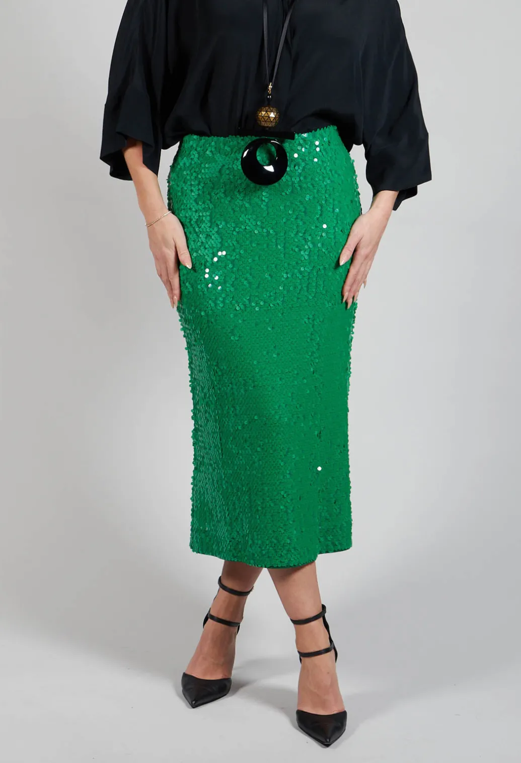 Skirt with Sequin Detail in Green