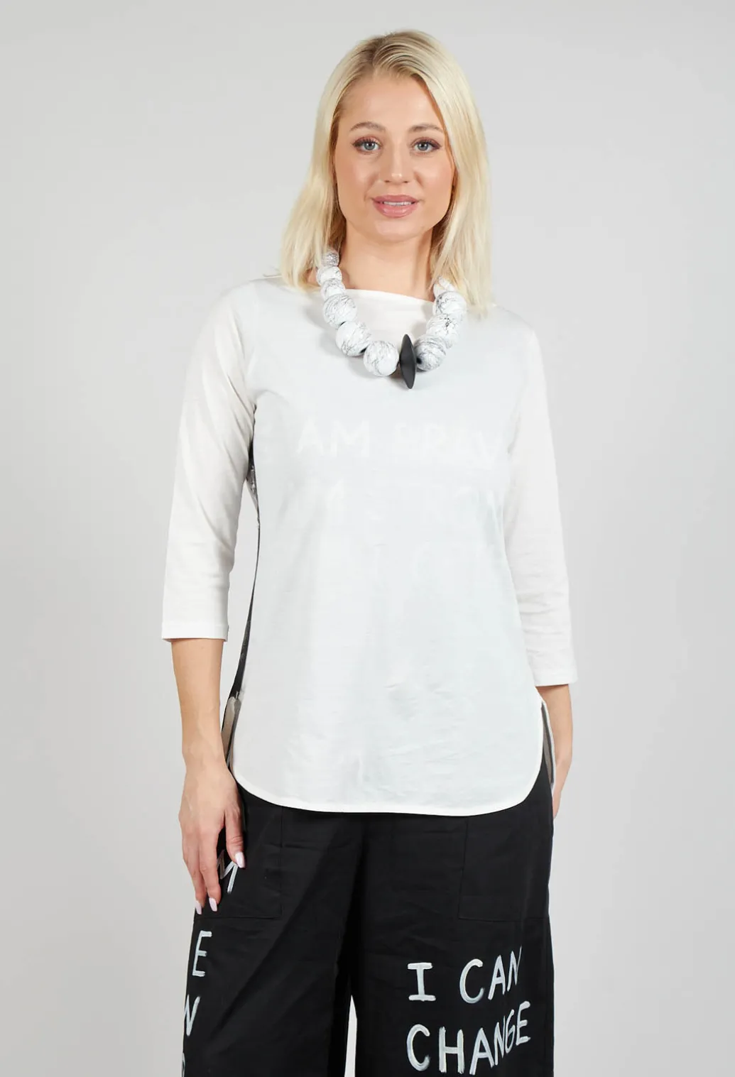 3/4 Sleeve T-Shirt in White