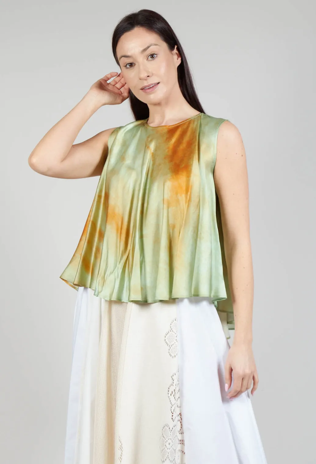 Sleeveless Blouse in Tie Dye Print