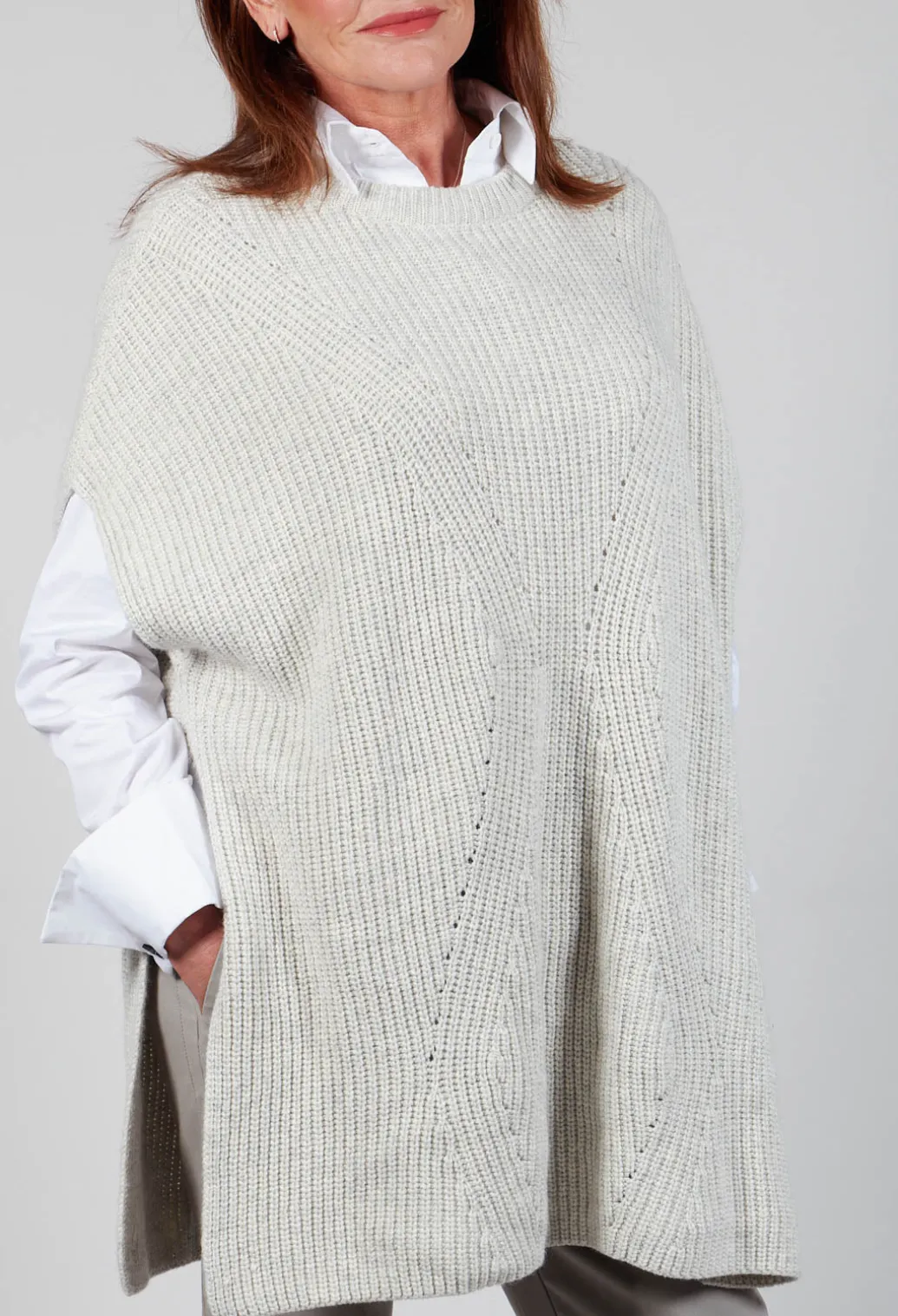 Sleeveless Chunky Jumper in Grafite Grey