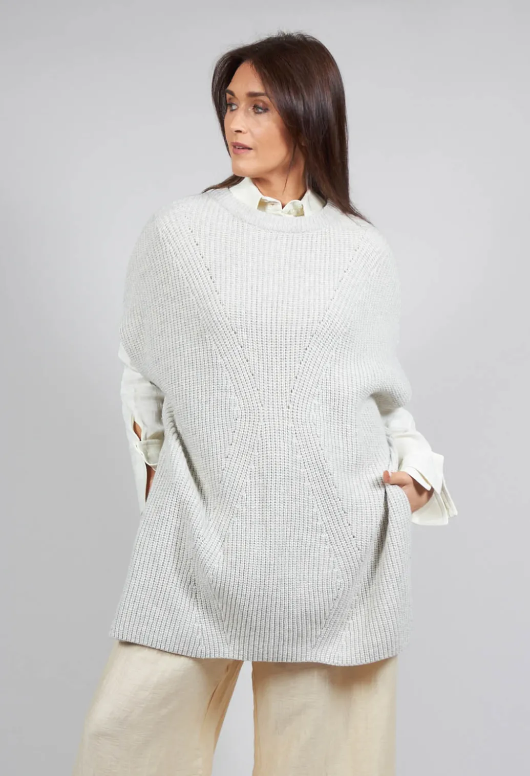 Sleeveless Chunky Jumper in Grafite Grey