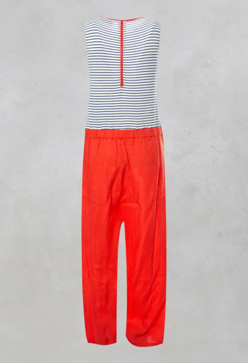 Sleeveless Printed Jumpsuit with Tie Waist in Bluette