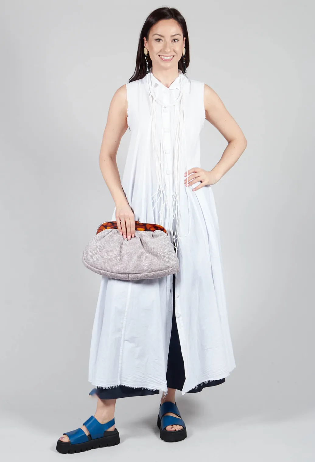 Sleeveless Shirt Dress in Bianco