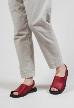 Slingback Slip On Sandals in Gasoline Rosso