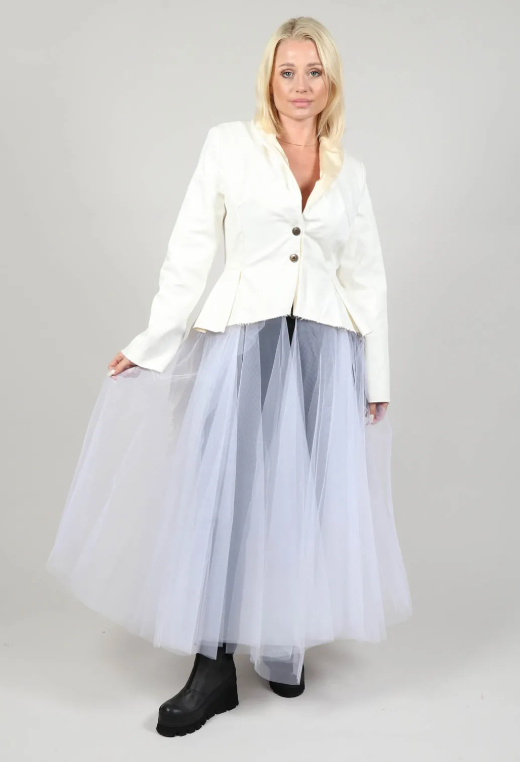 Snow White Long Blazer Tulle