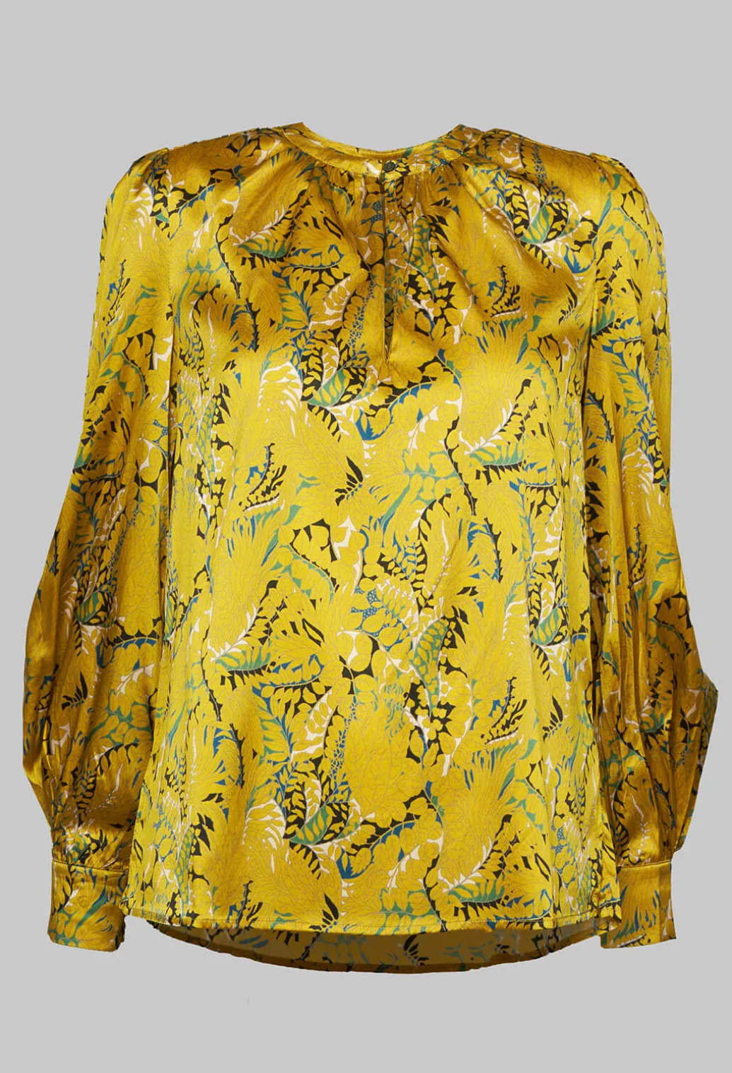 Stacy Blouse with Volume Sleeves in Anthurium Canary