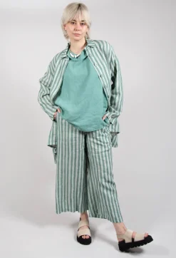 Stitch Detail Linen Vest Top in Teal