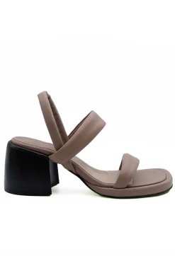 Strappy Heeled Sandals in Taupe