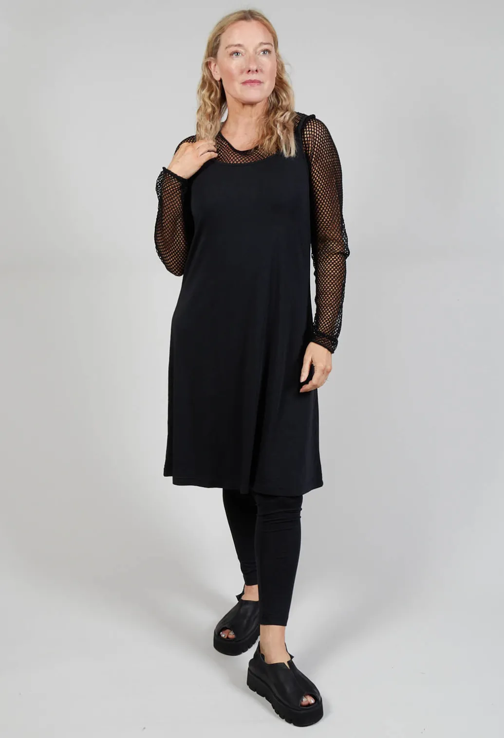 Strappy Jersey Dress in Black