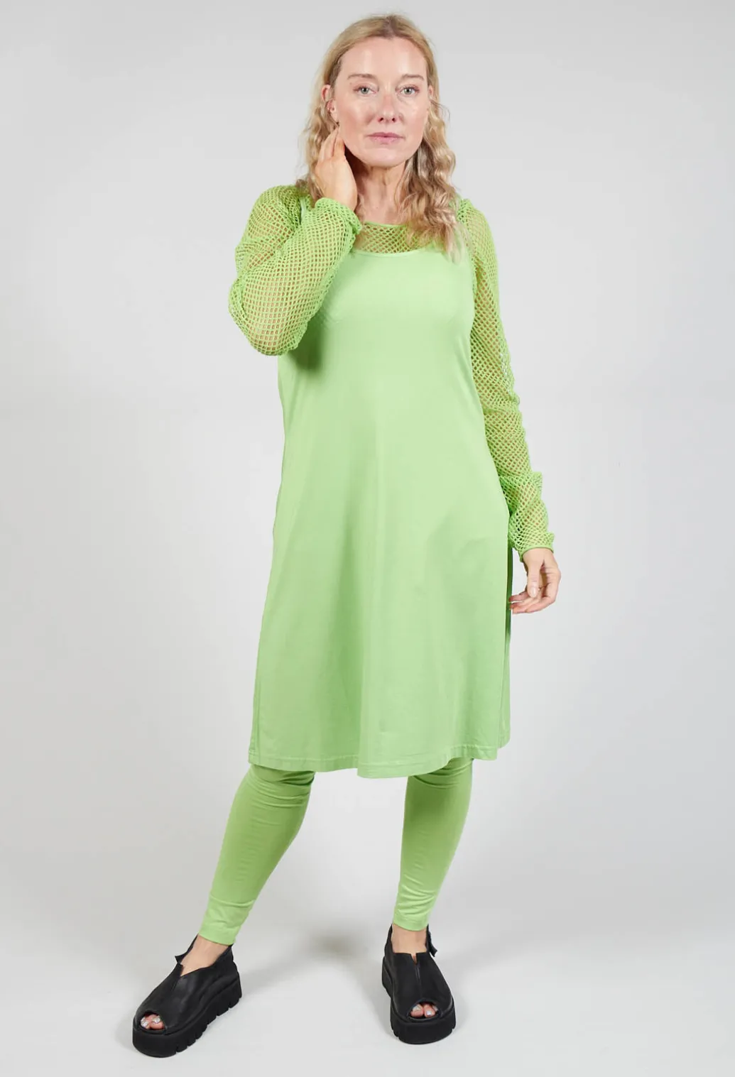 Strappy Jersey Dress in Lime
