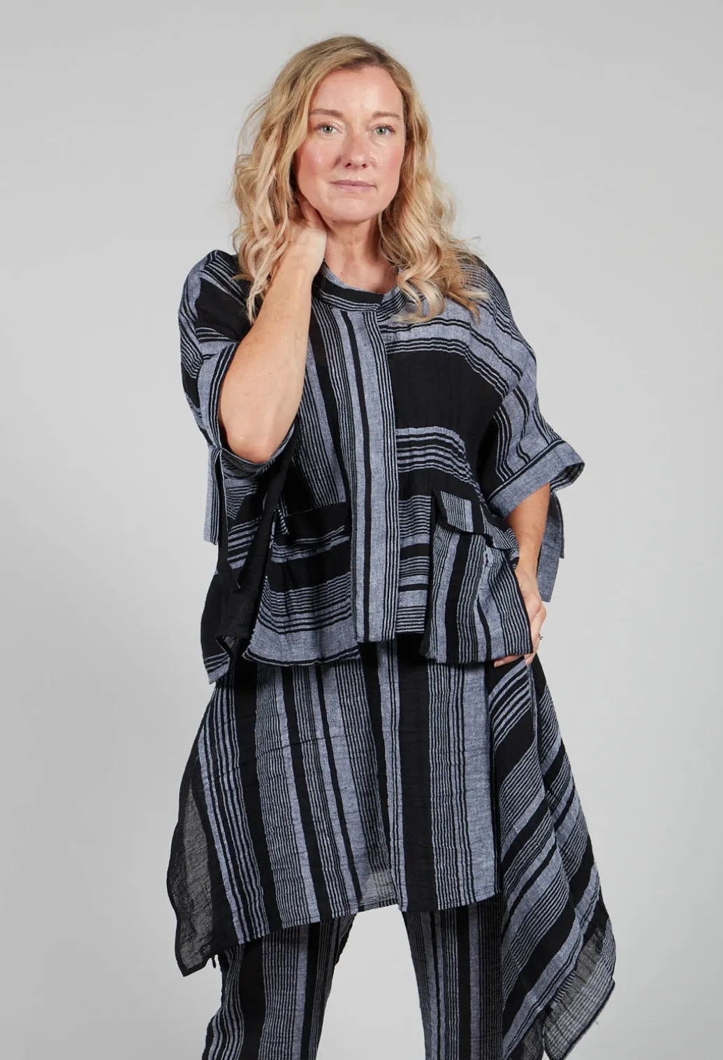 Stripe Jacket in Black and Grey
