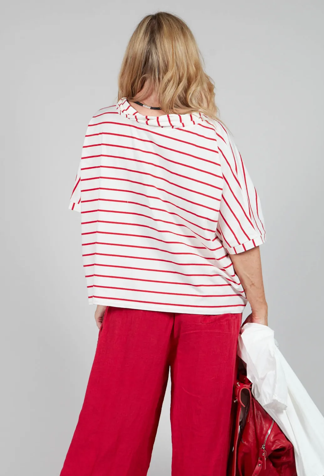 Striped Cotton Top in Rosso