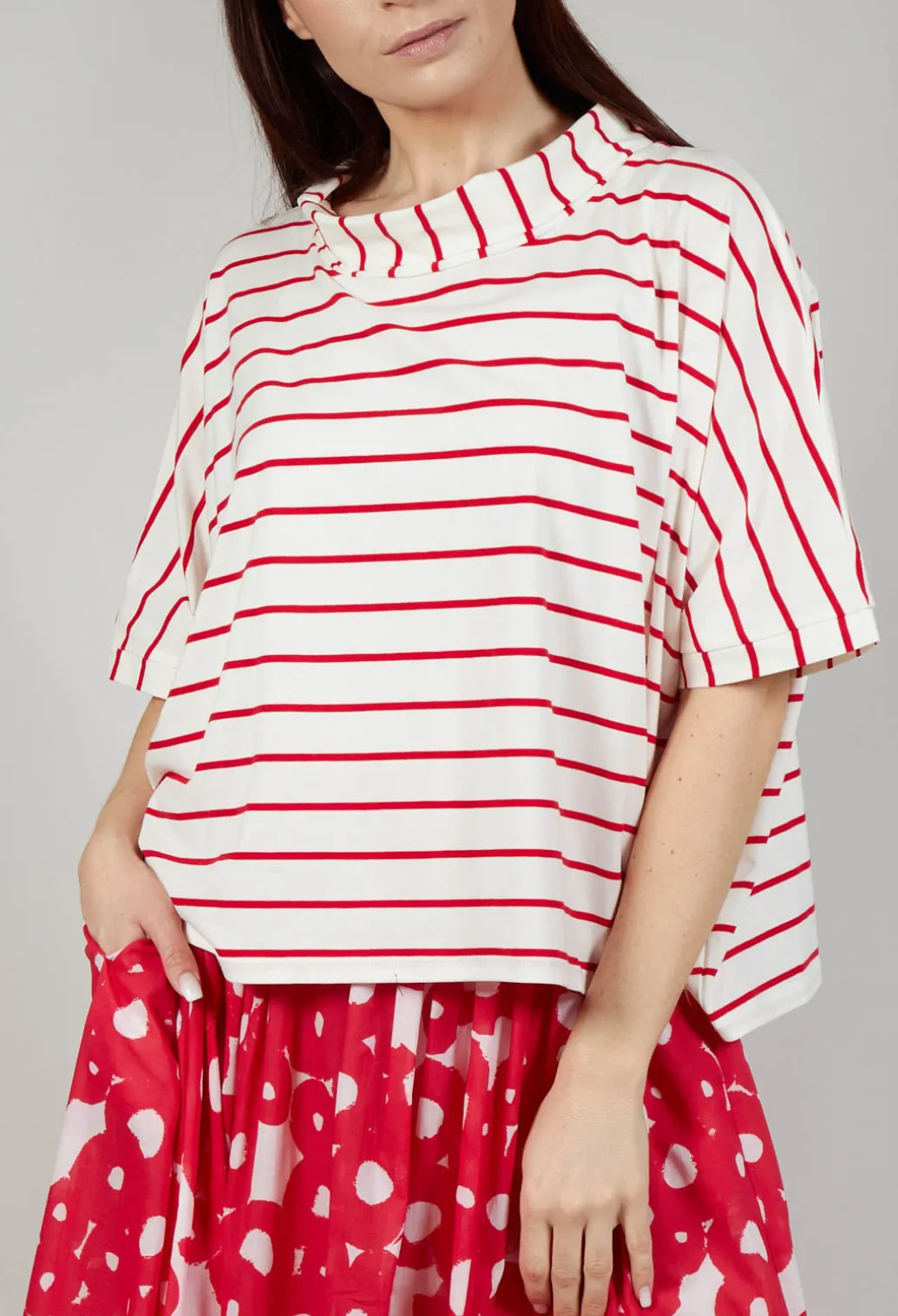 Striped Cotton Top in Rosso