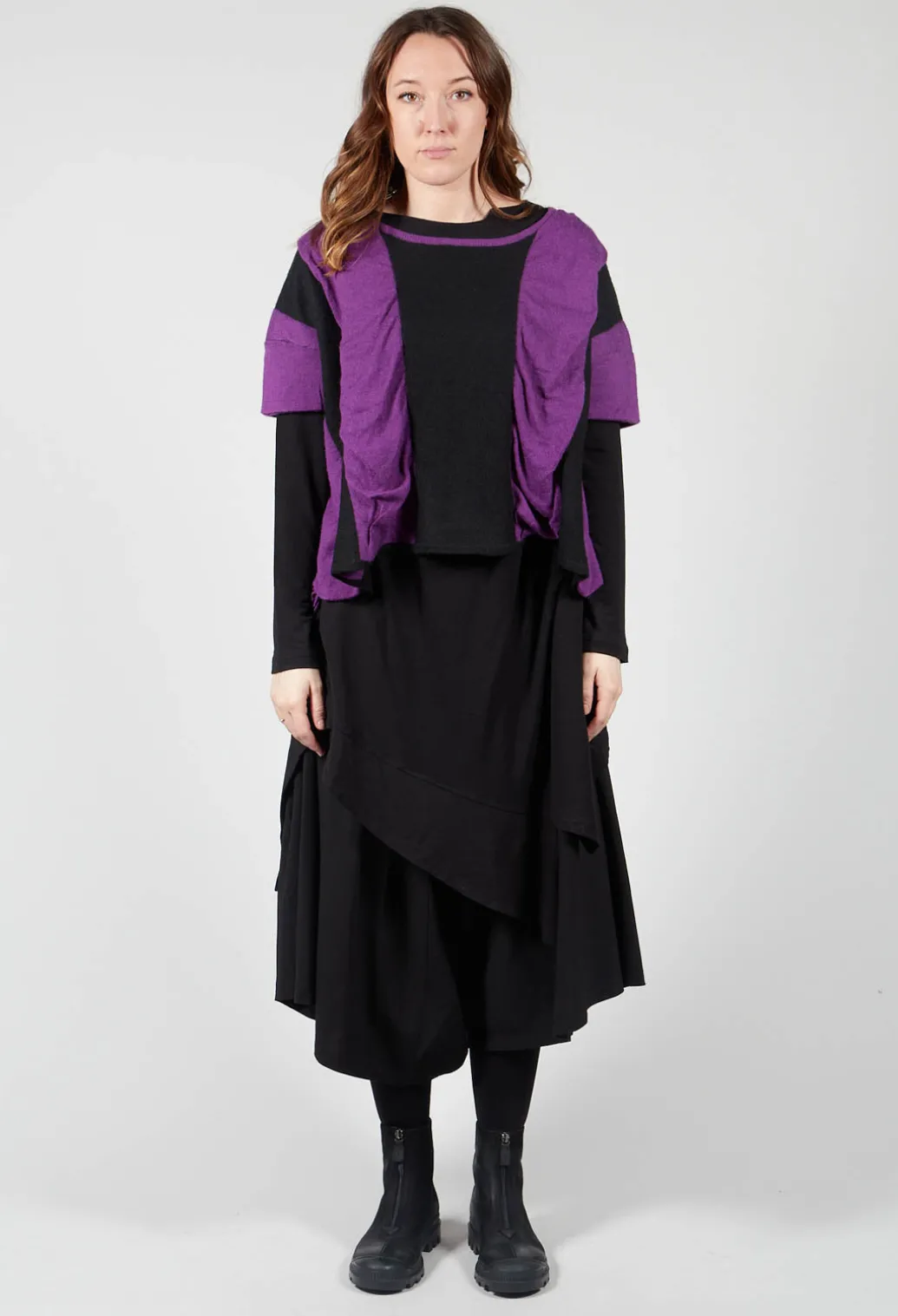 Striped Knitted Top in Black / Purple