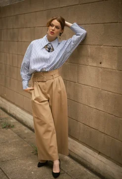 Striped Shirt in Off White and Blue