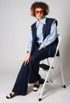 Striped Shirt in Off White and Blue
