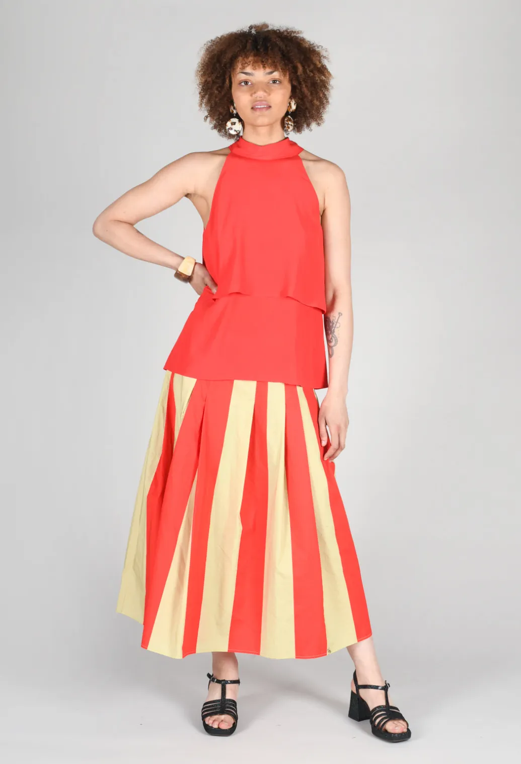 Striped Skirt in Line Print