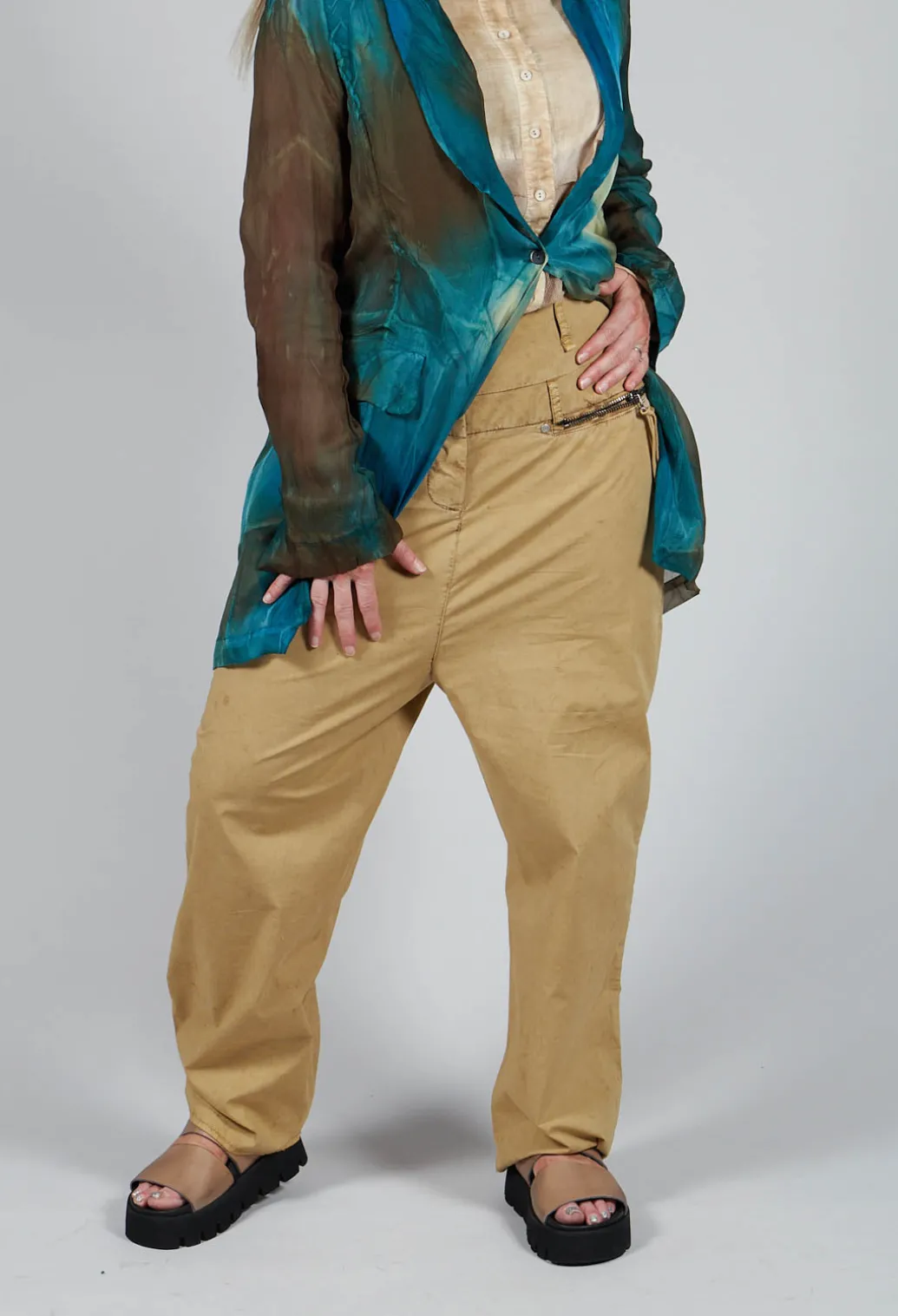 Studded Trousers in Khaki