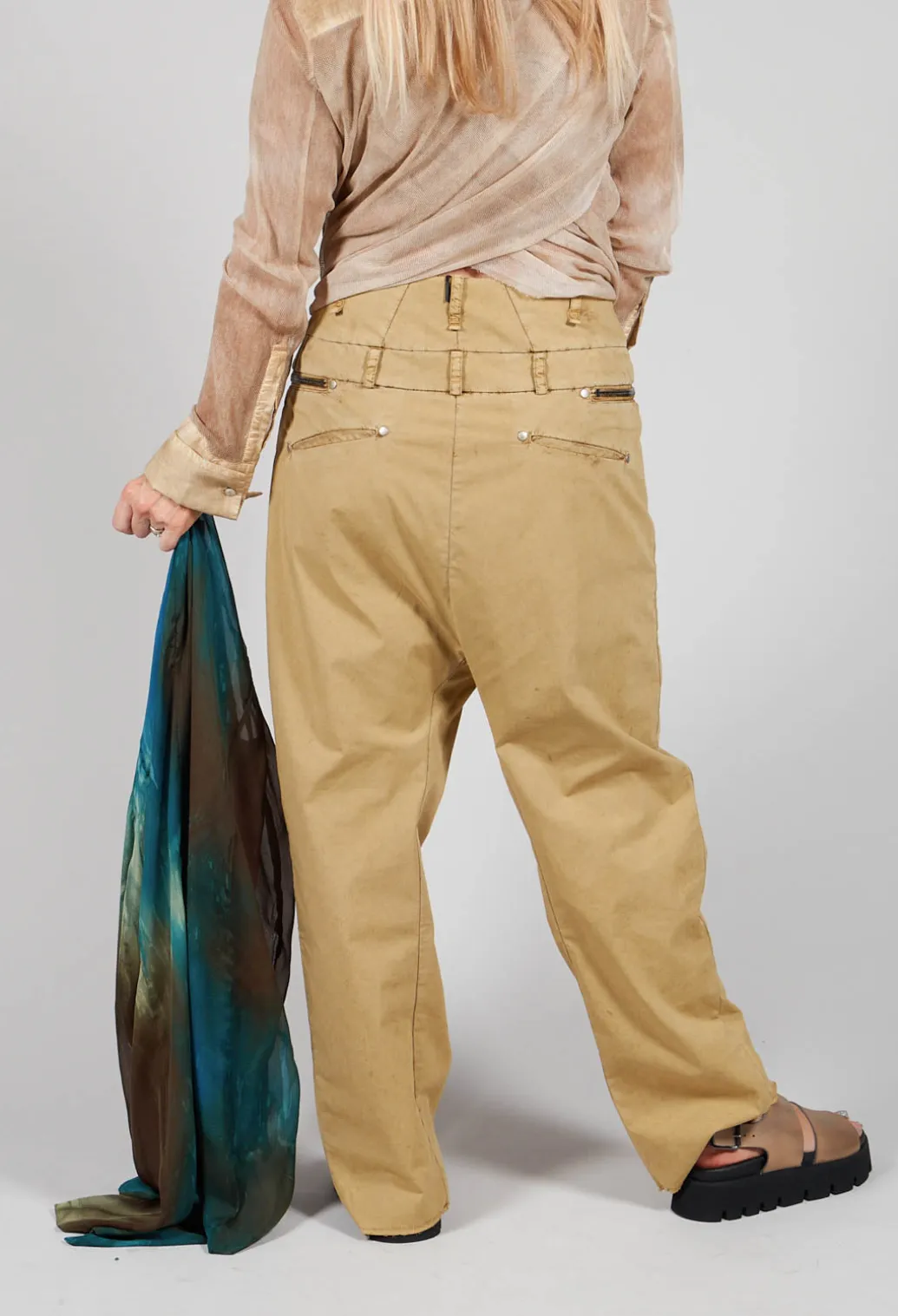 Studded Trousers in Khaki