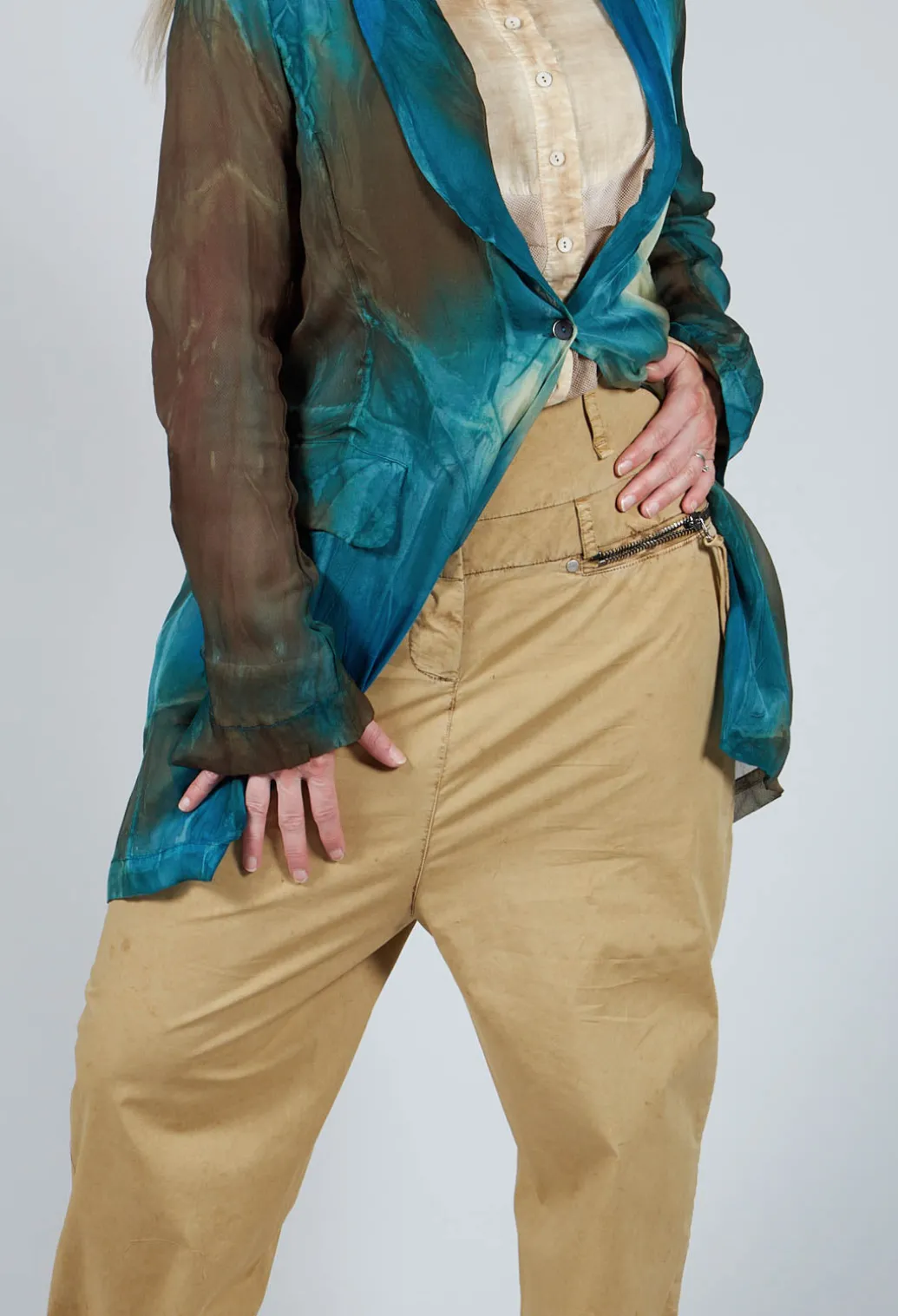 Studded Trousers in Khaki