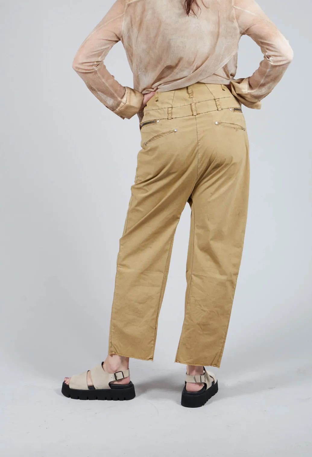 Studded Trousers in Khaki