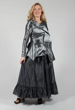 Taffeta Frill Hem Skirt in Obsidian Grey