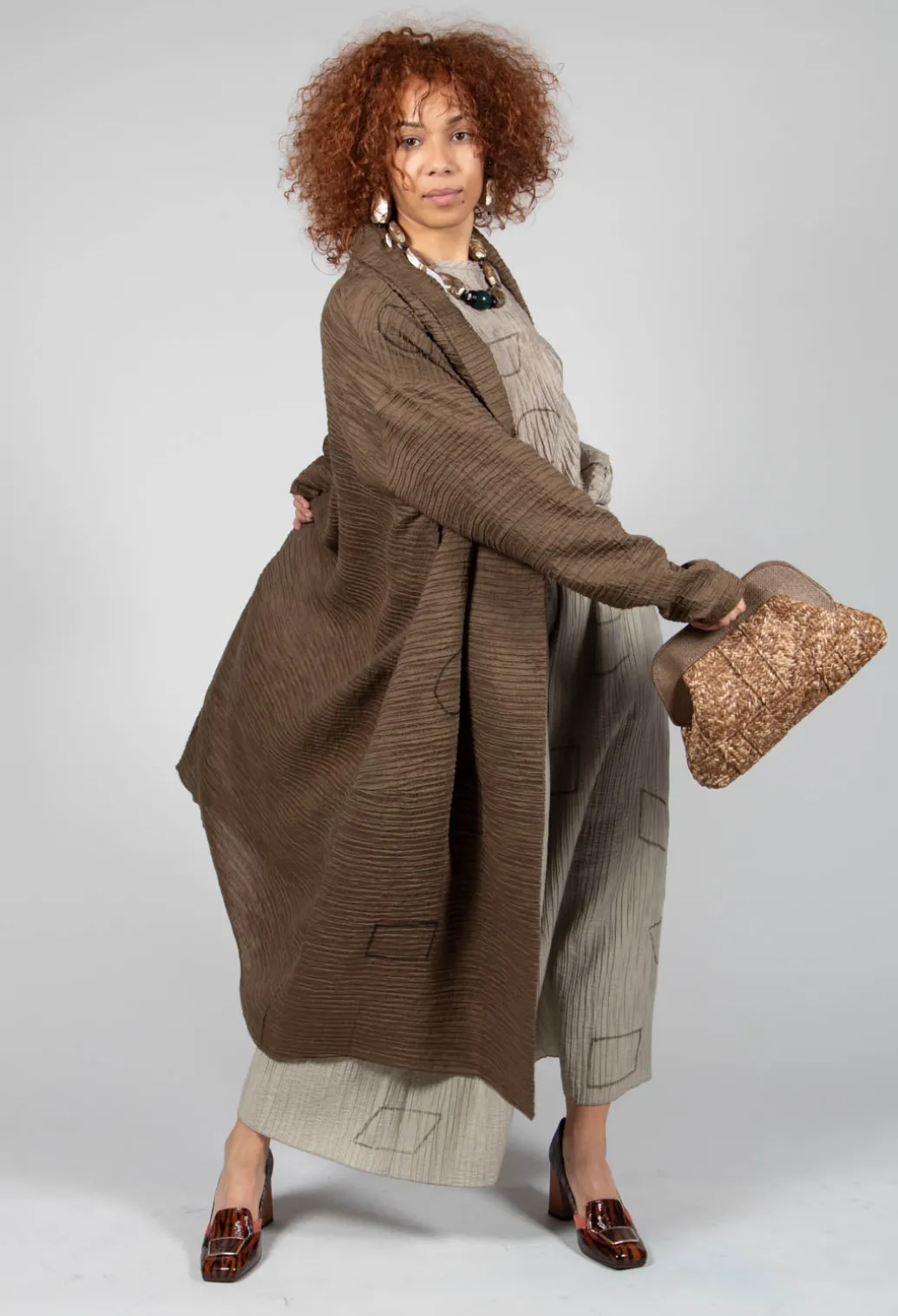 Textured Geometric Coat in Ciocca