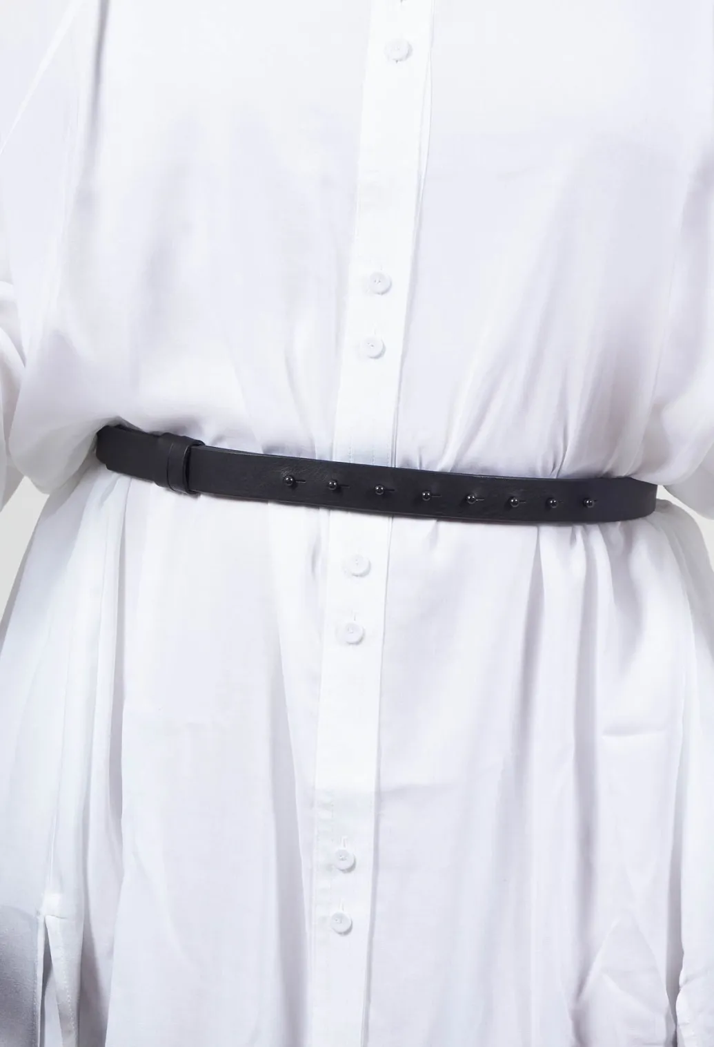 Thin Leather Belt in Black