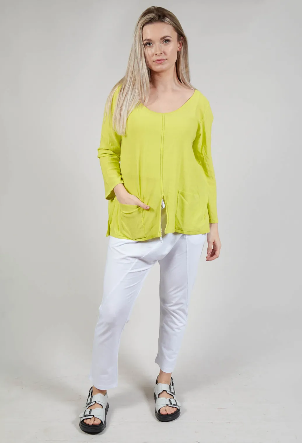 Tie Back Long Sleeve Top in Lemon