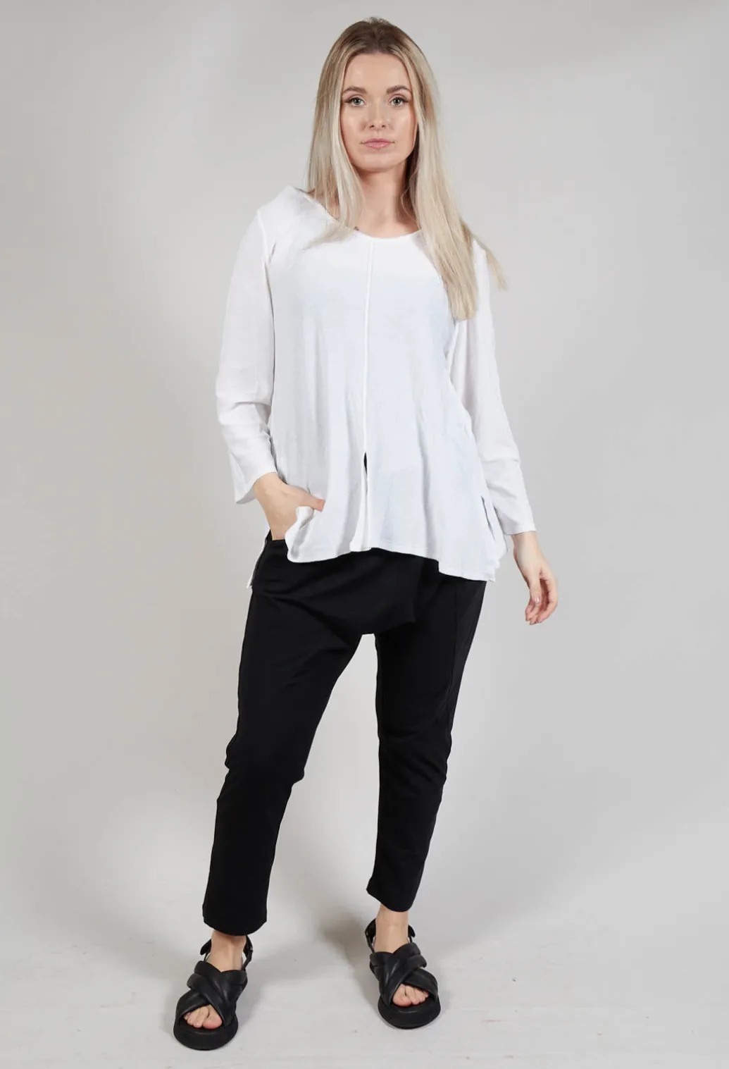 Tie Back Long Sleeve Top in White