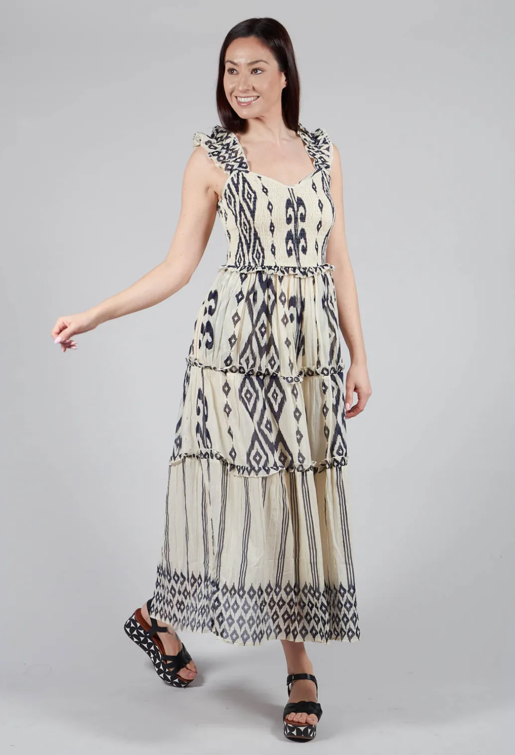 Timeo Aztec Dress in Ecru