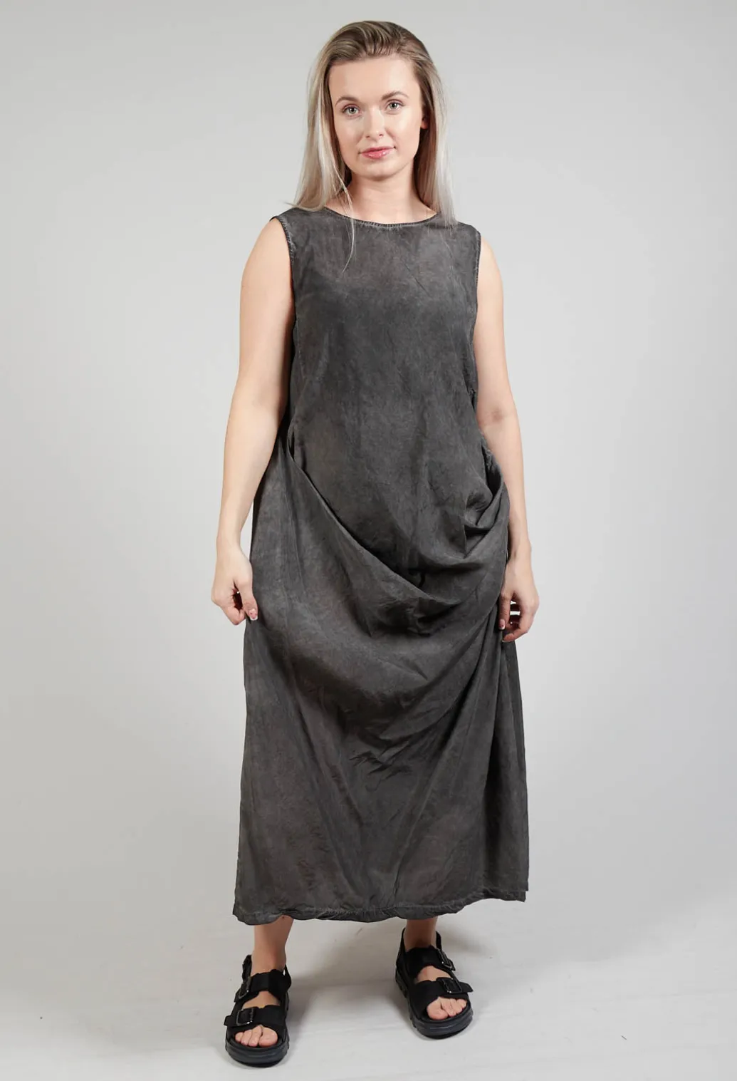 Toga Dress in Coal Cloud