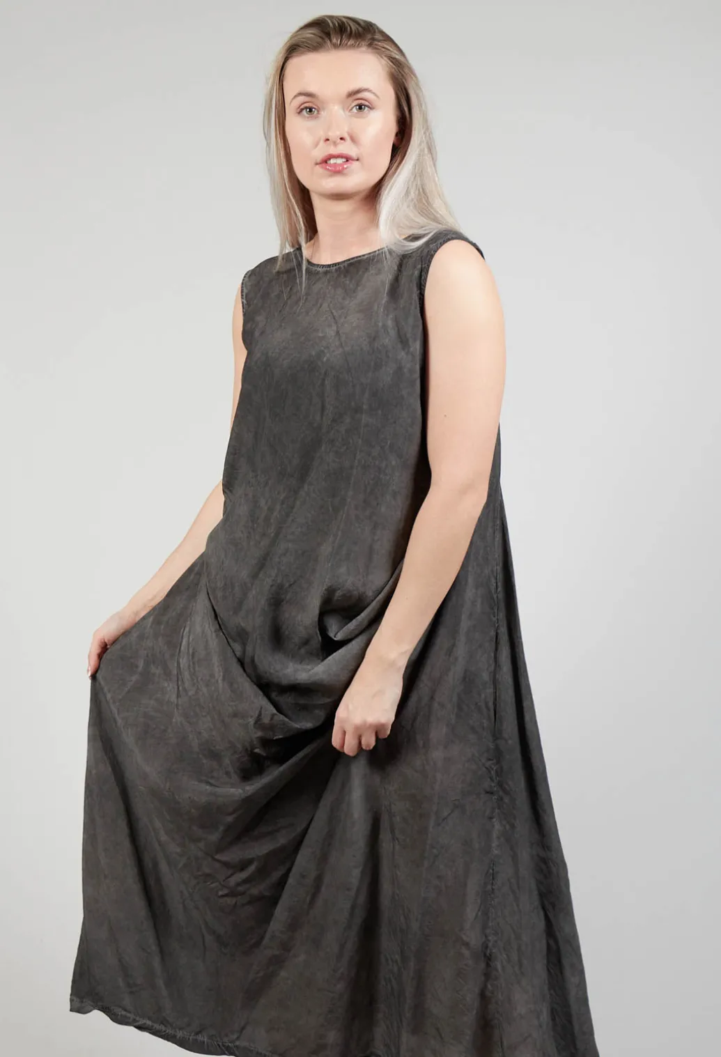Toga Dress in Coal Cloud