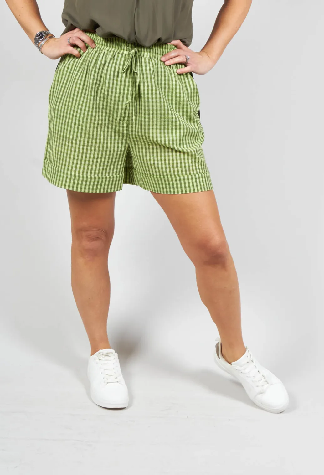 Turn Up Shorts in Green Check