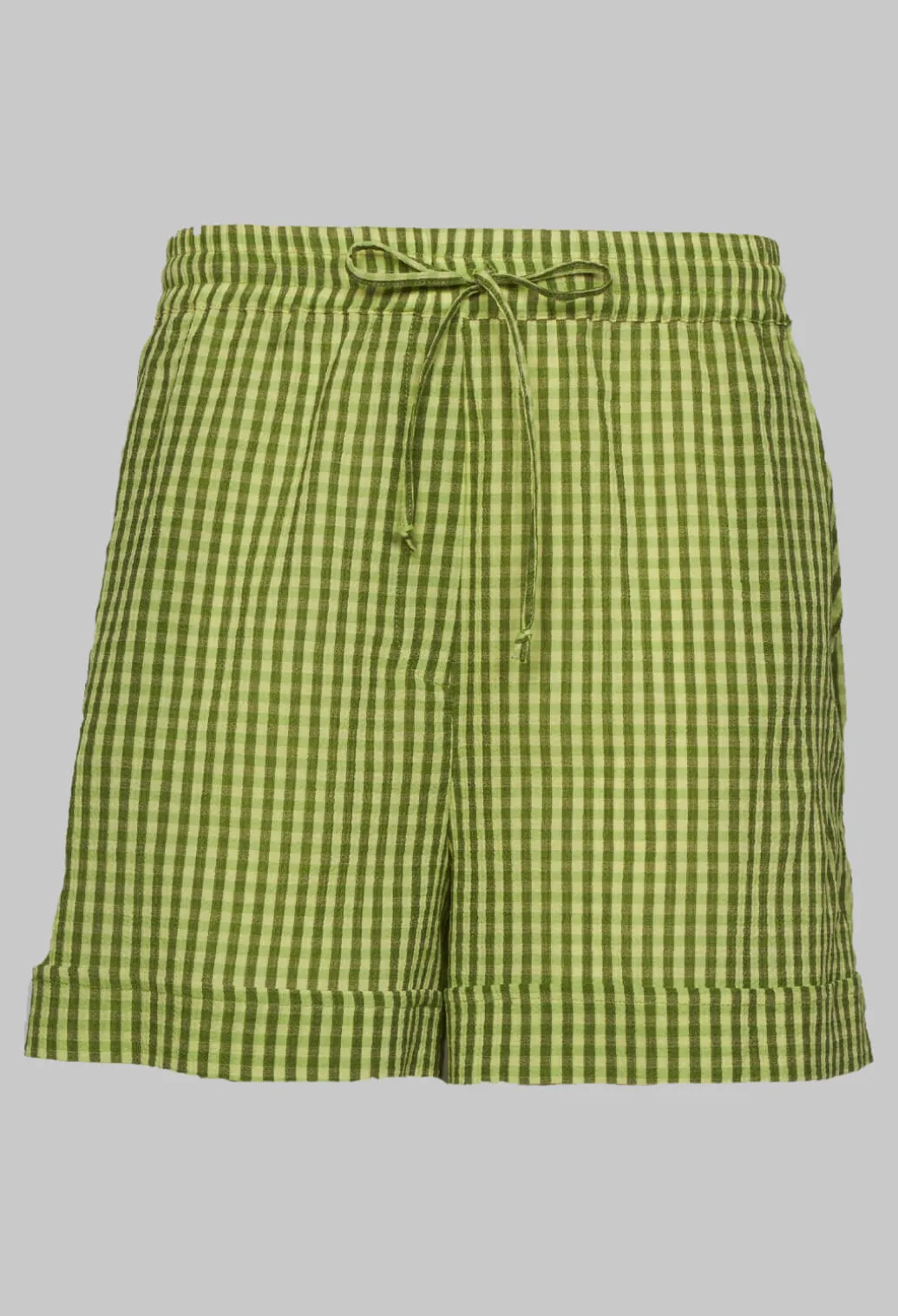 Turn Up Shorts in Green Check