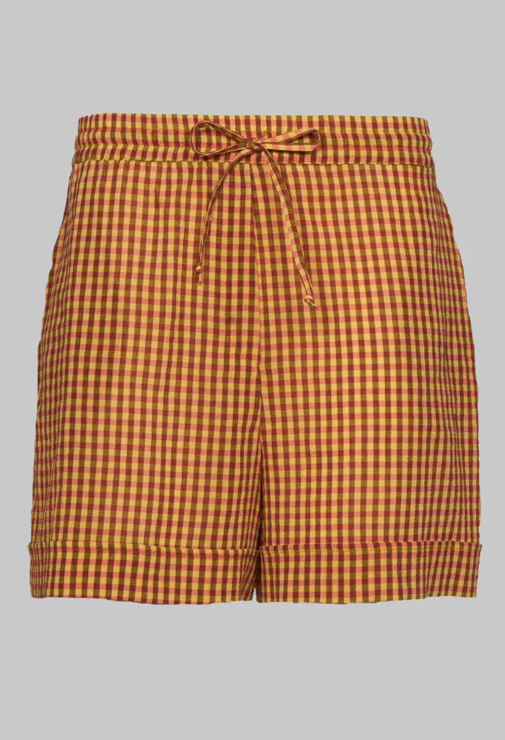Turn Up Shorts in Orange Check